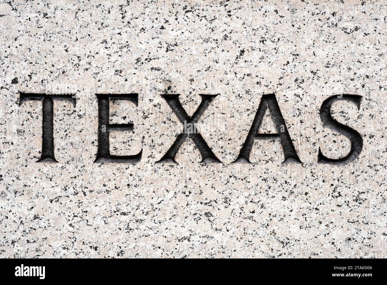 The state of "Texas" in Granite. Stock Photo