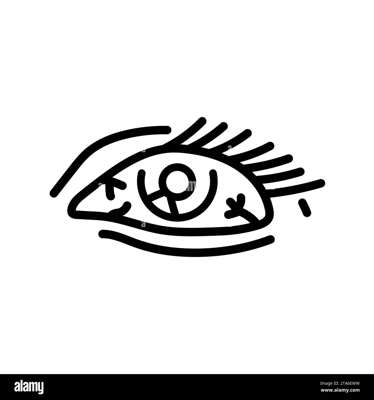 Red eye black line icon. Injuries. Pictogram for web page, mobile app