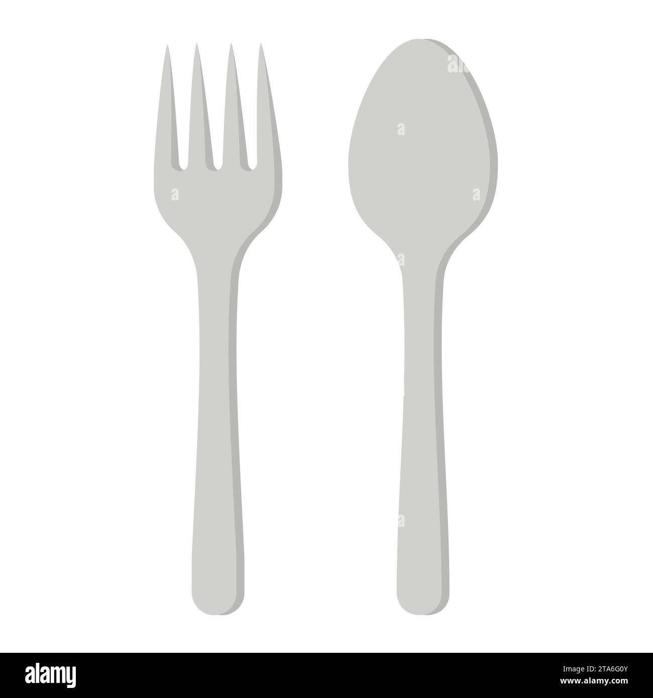 A spoon and a fork in flat style isolated on white background. Vector