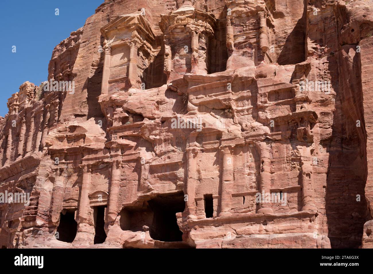 Petra, Royal Tombs. Ma'an Governorate, Jordan. Stock Photo