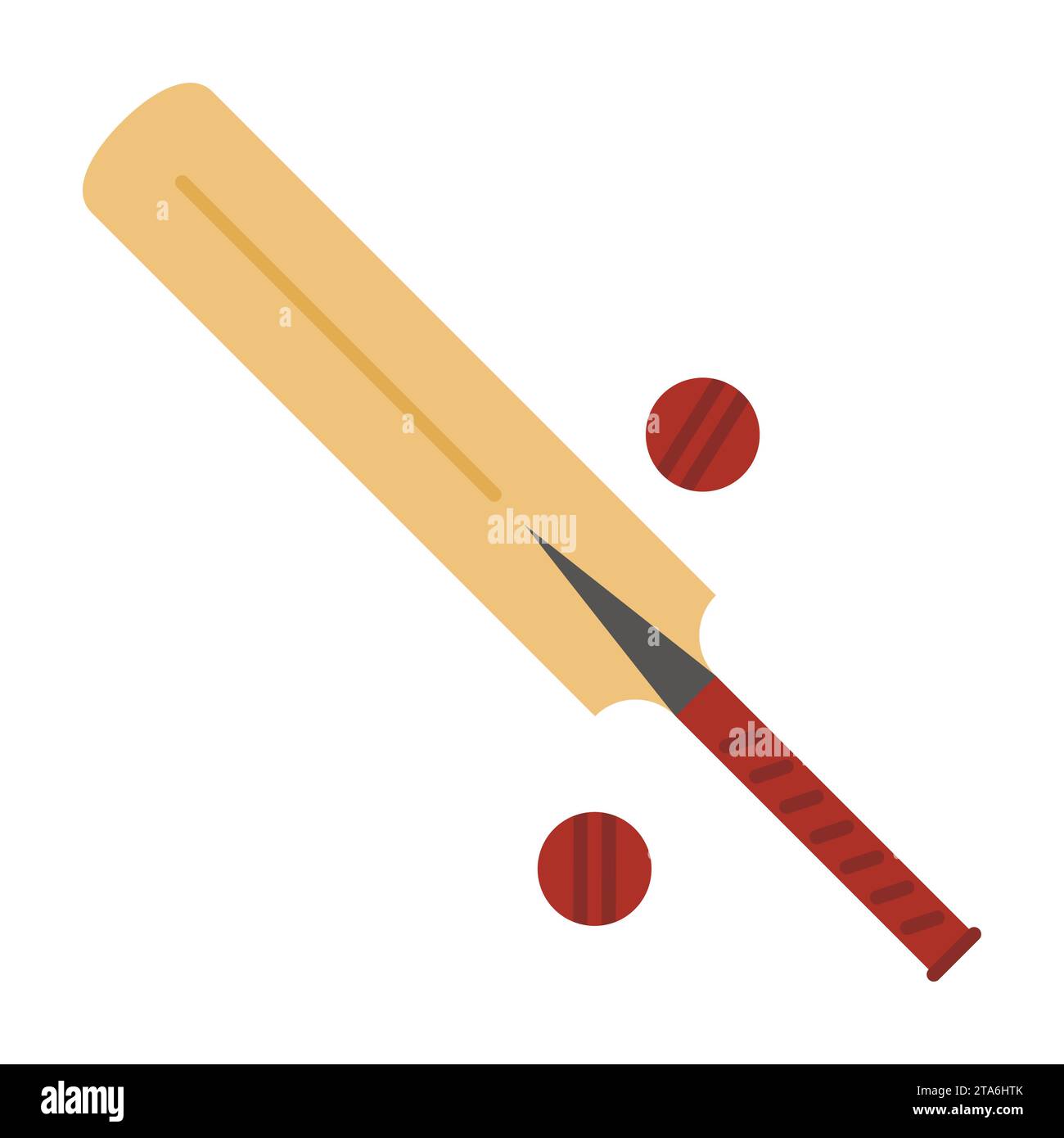Wood cricket bat and balls icon. Vector Illustration on isolated white background. Stock Vector
