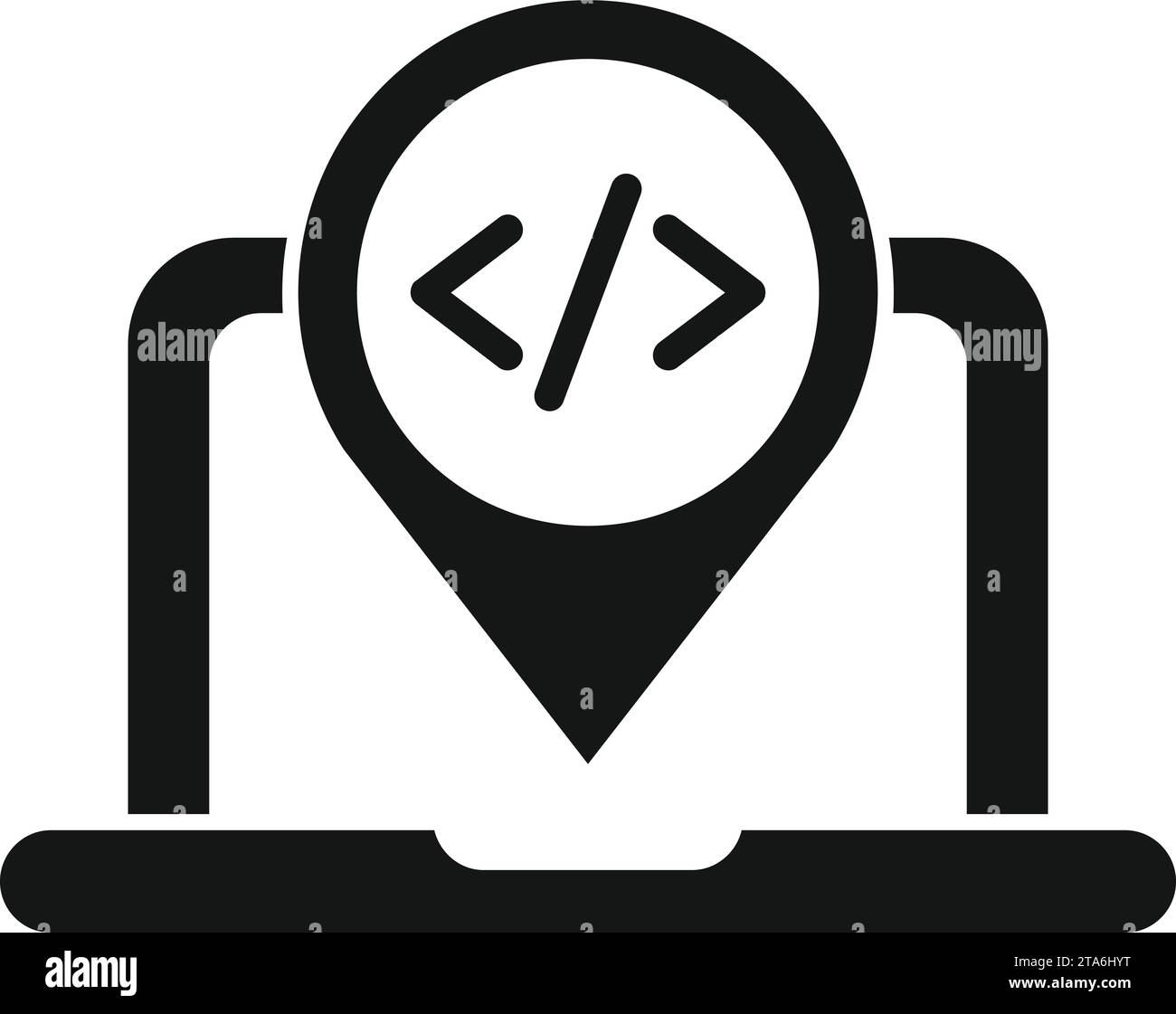 Laptop code read icon simple vector. Gear hosting. System online server Stock Vector