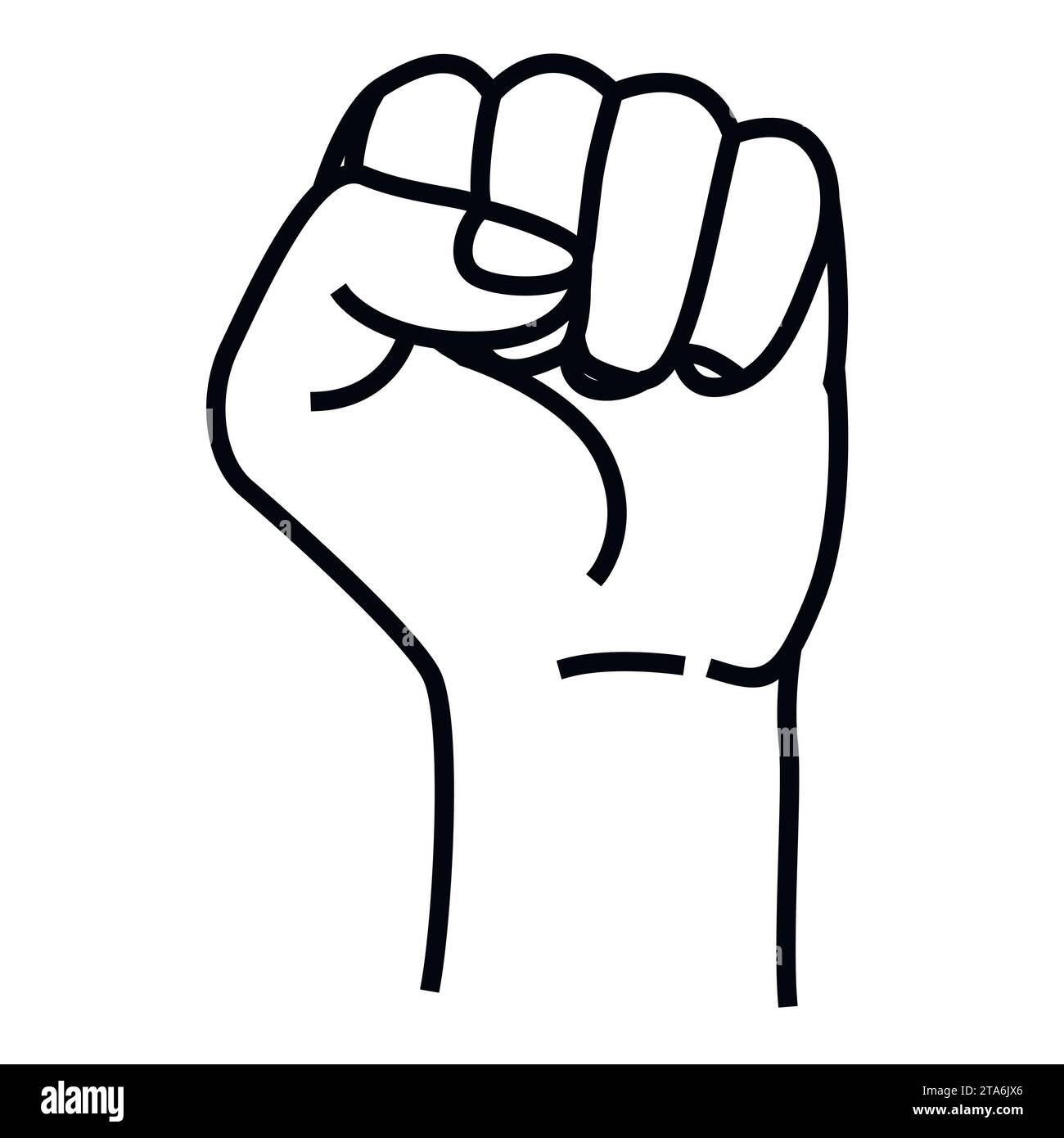 Raised fist hand gesture icon in line style isolated on white background. Vector illustration Stock Vector