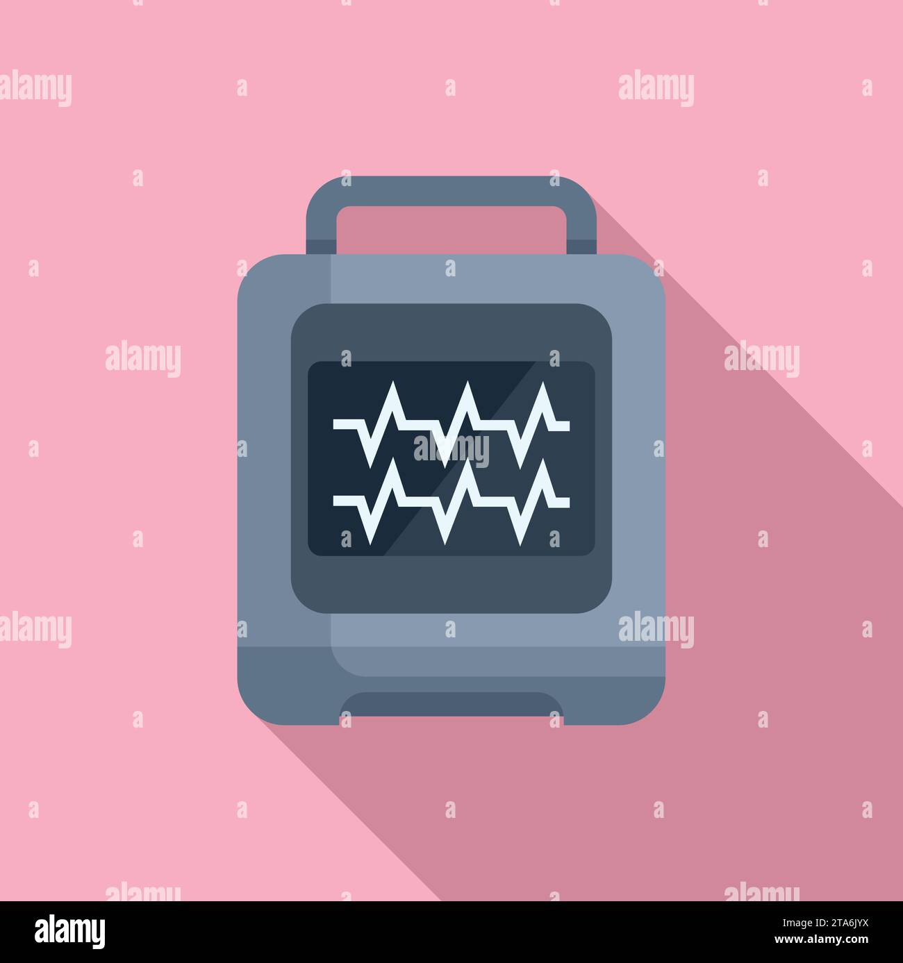Medical defibrillator icon flat vector. Portable device. Aid heart help