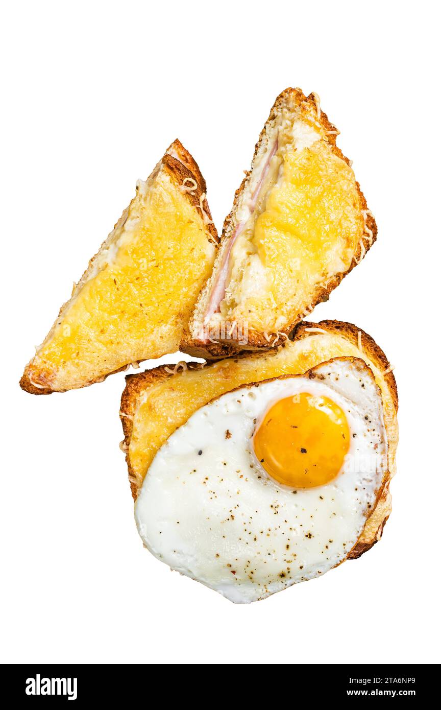 French toasts Croque monsieur and croque madame, grilled sandwiches on ...