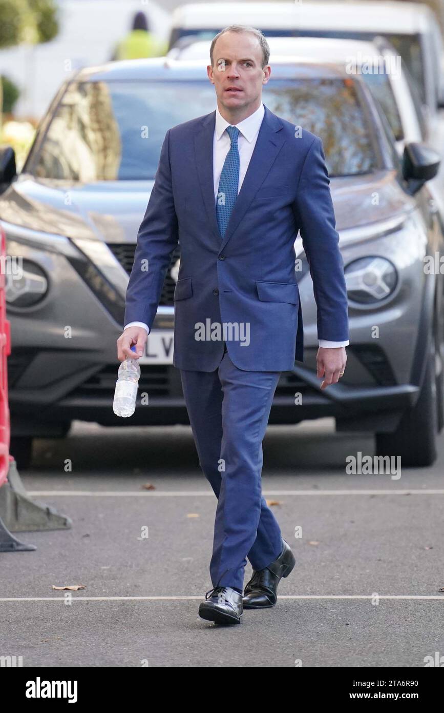 Former deputy prime minister Dominic Raab at Dorland House in London
