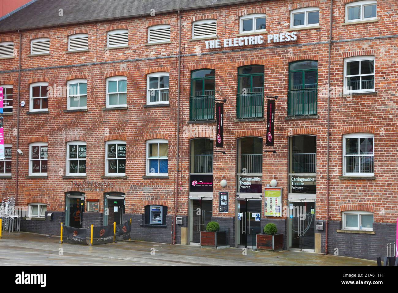 LEEDS, UK - JULY 11, 2016: Carriageworks Theatre and The Electric Press bar in Leeds, UK. Leeds urban area has 1.78 million population. Stock Photo