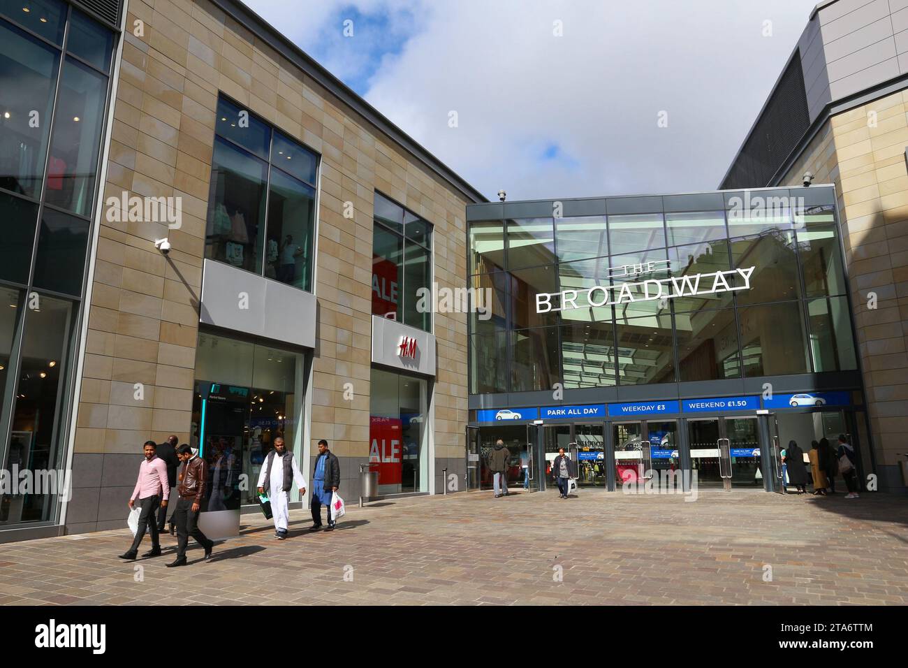 BRADFORD, UK JULY 11, 2016 The Broadway shopping mall in downtown