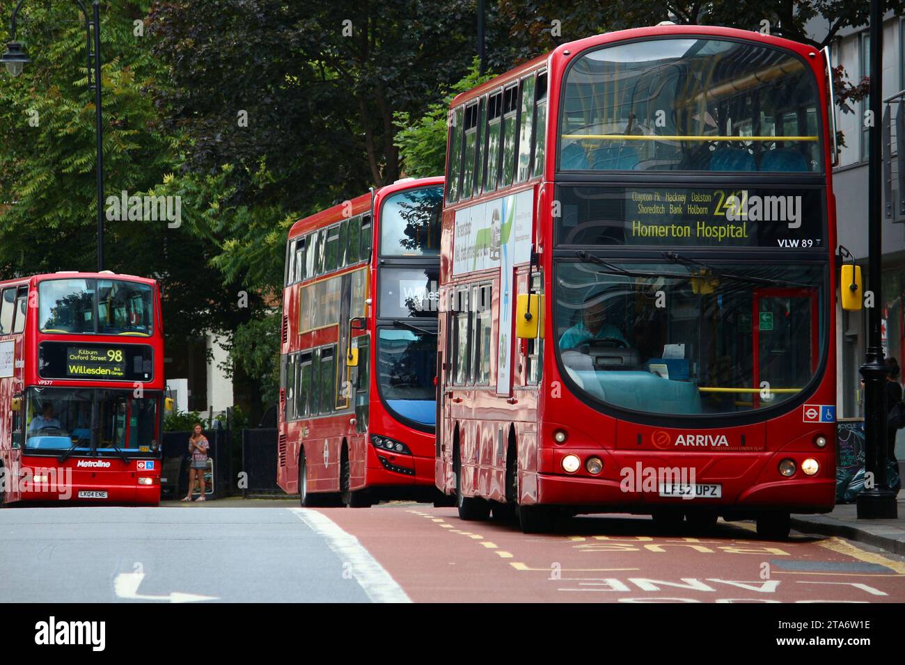 LONDON, UK - JULY 9, 2016: People ride a double decker bus at Holborn, London, UK. Transport for London (TFL) operates circa 8,500 buses on 670 routes Stock Photo