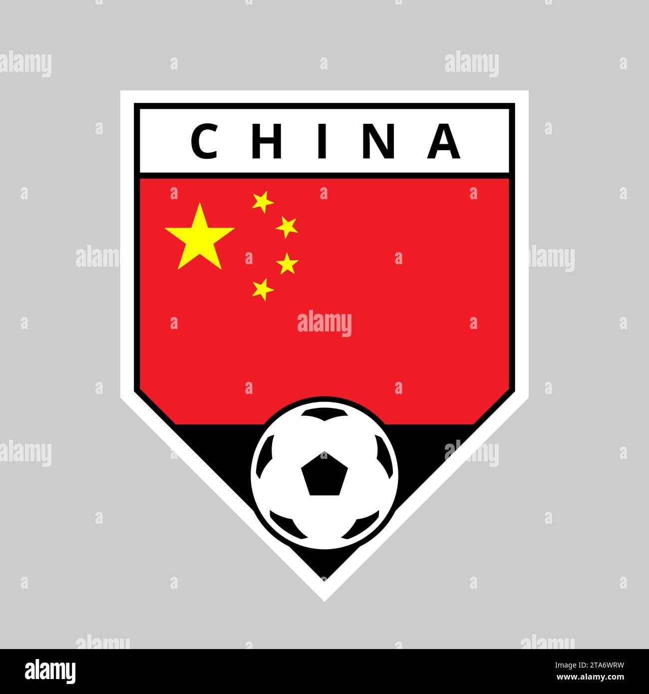 Illustration of Angled Shield Team Badge of China for Football Tournament Stock Vector