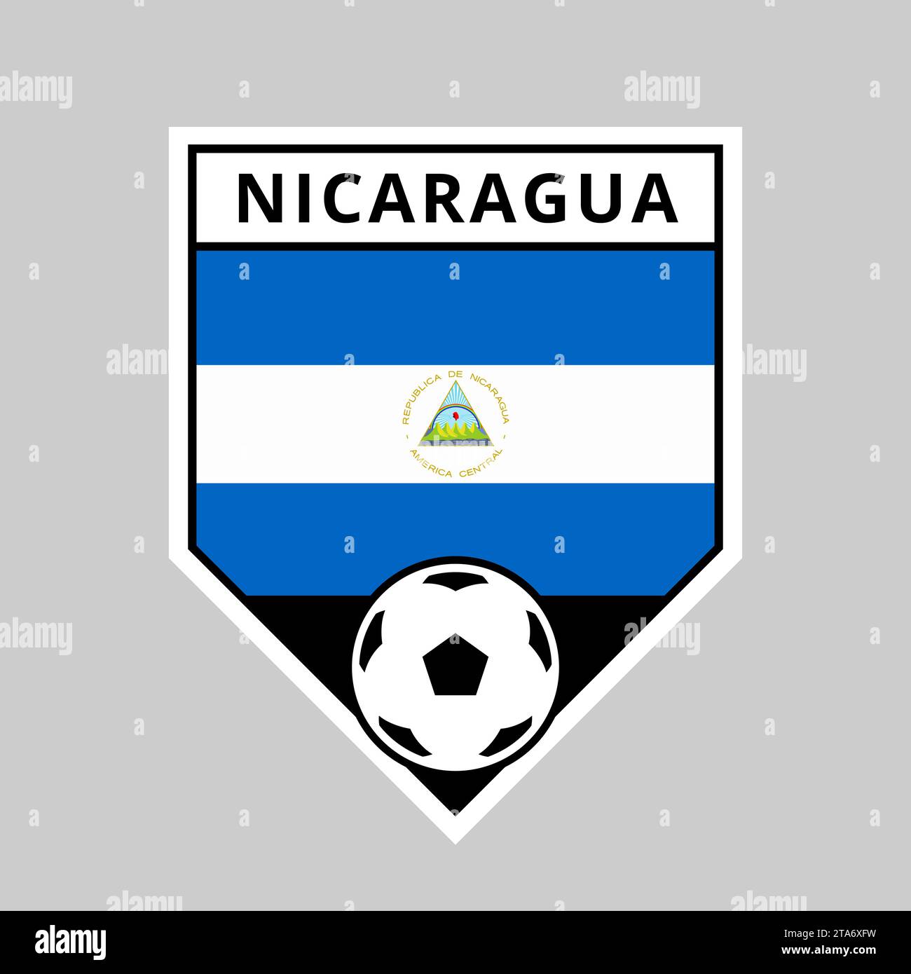Illustration of Angled Shield Team Badge of Nicaragua for Football Tournament Stock Vector