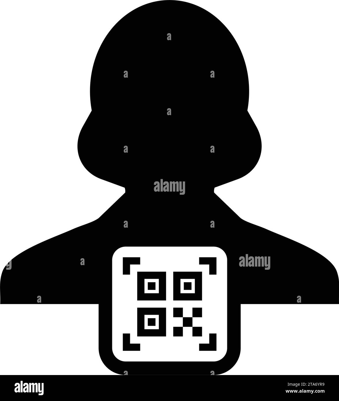 Digital id icon avatar with qr code for biometric identity in vector male user person profile