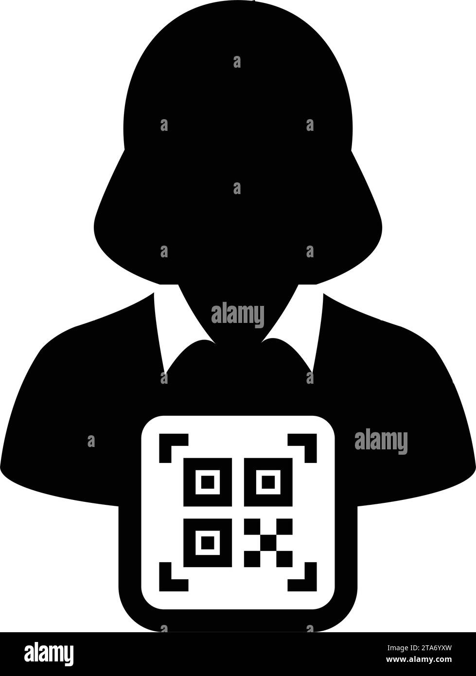 Digital id icon avatar with qr code for biometric identity in vector