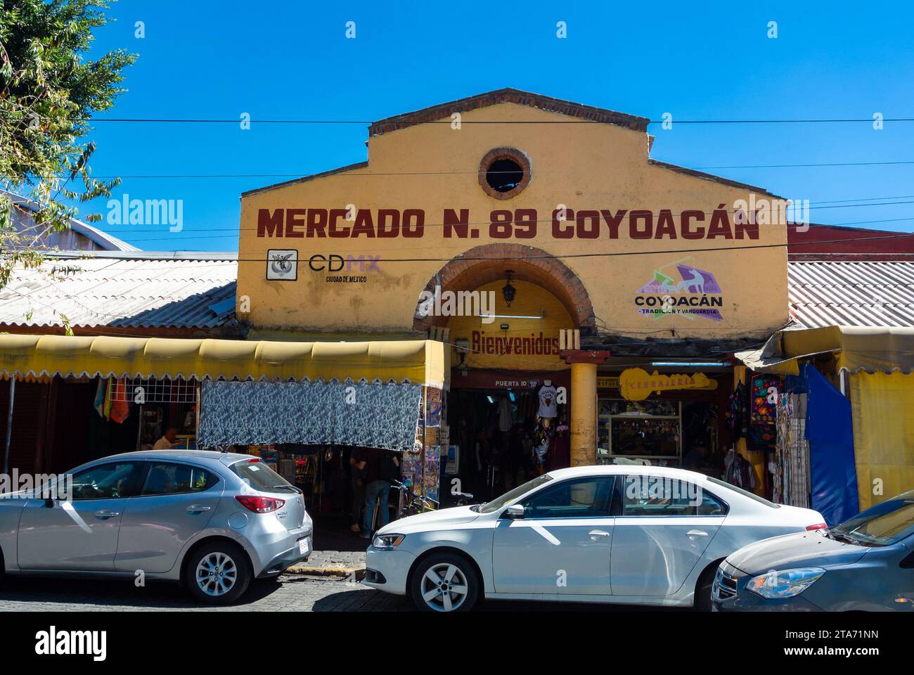 Mexico City, CDMX, Mexico, The facade of Mercado de Coyoacan in Mexico city, Editorial only. Stock Photo