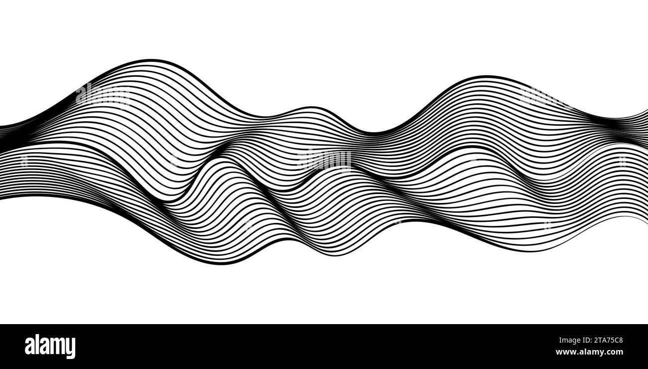 black and white wavy stripes background. Vector illustration Stock ...