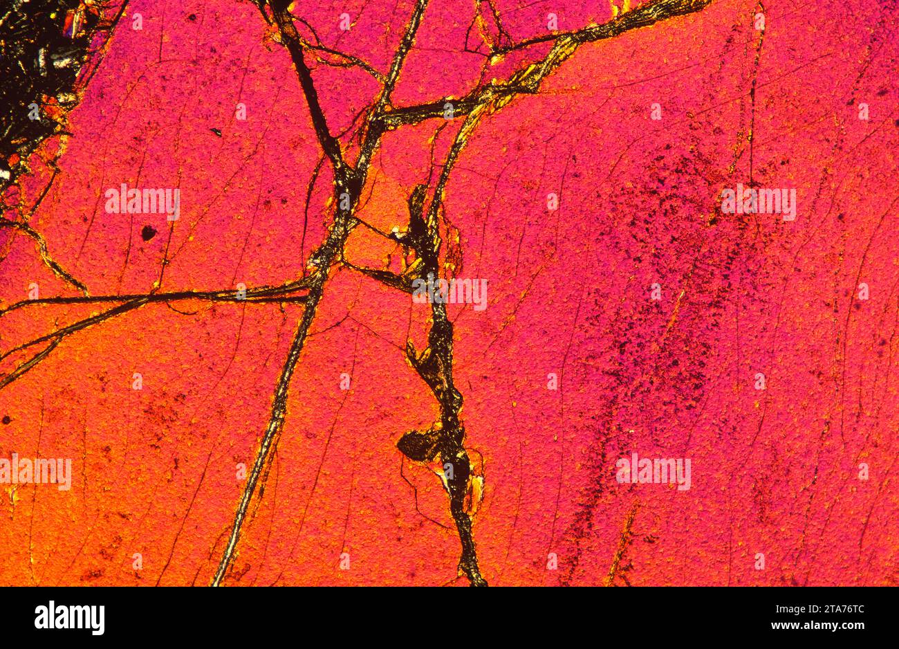 Olivine crystal in a basalt thin section. Olivine is a magnesium iron
