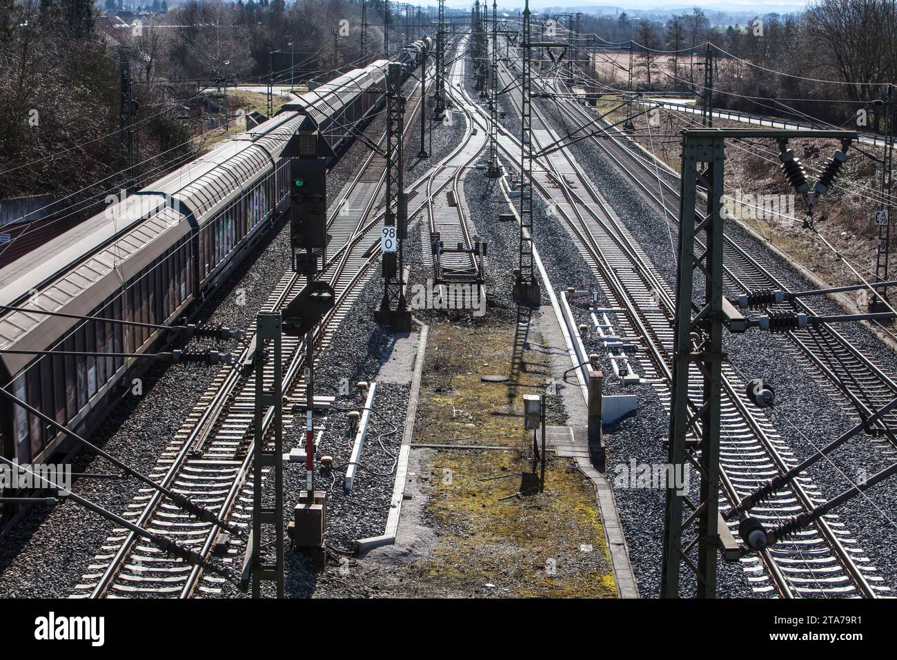 The Hanover–Würzburg high-speed railway, Nörten-Hardenberg, district of Northeim, Lower Saxony, Germany, Europe Stock Photo