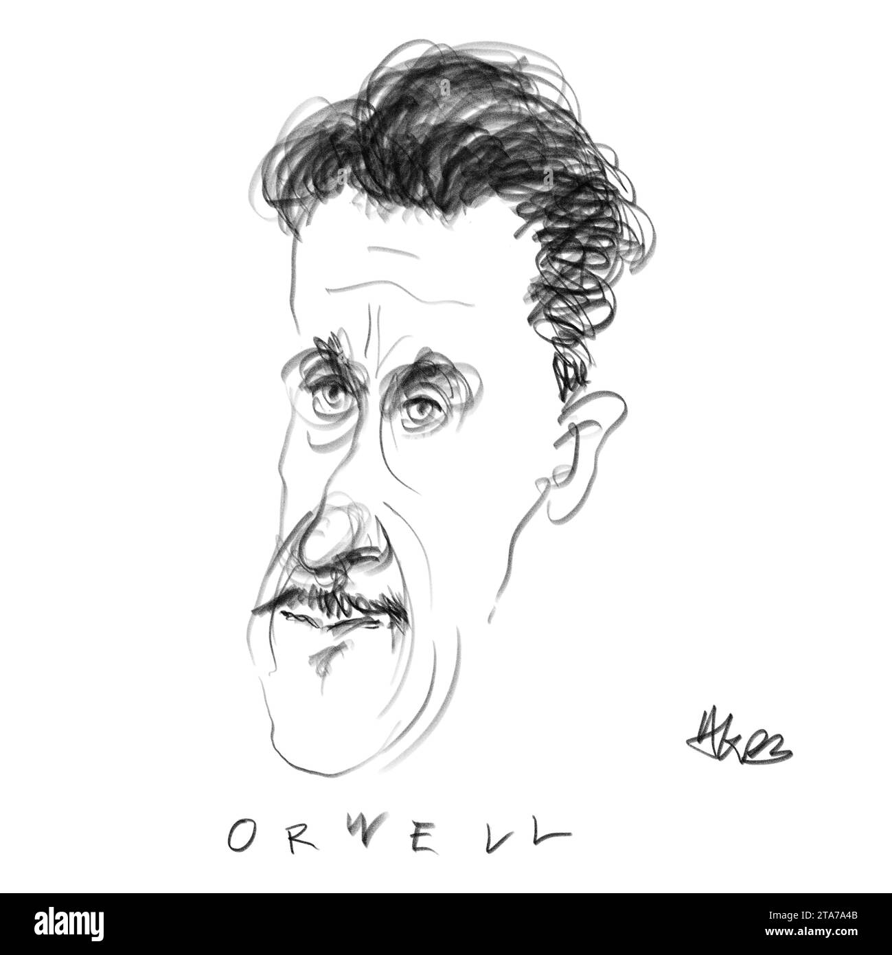 Potrait of the Author Orwell Stock Photo