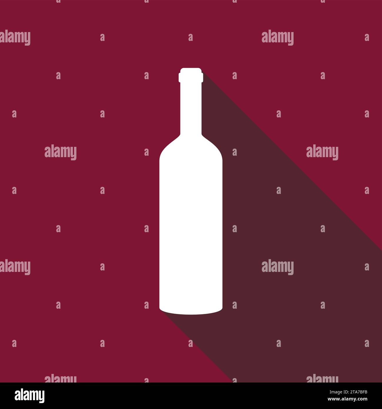 Wine bottle icon with long shadow. Vector illustration. Stock Vector
