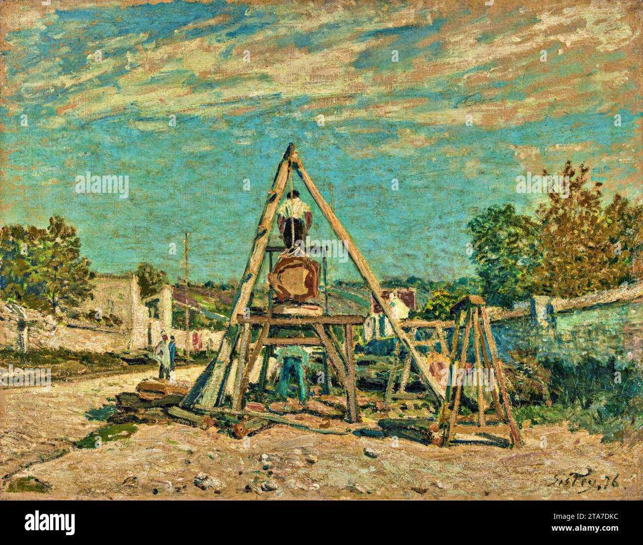 The Woodcutters, 1876 (oil on canvas) by Artist Sisley, Alfred (1839-99) / English. Stock Vector