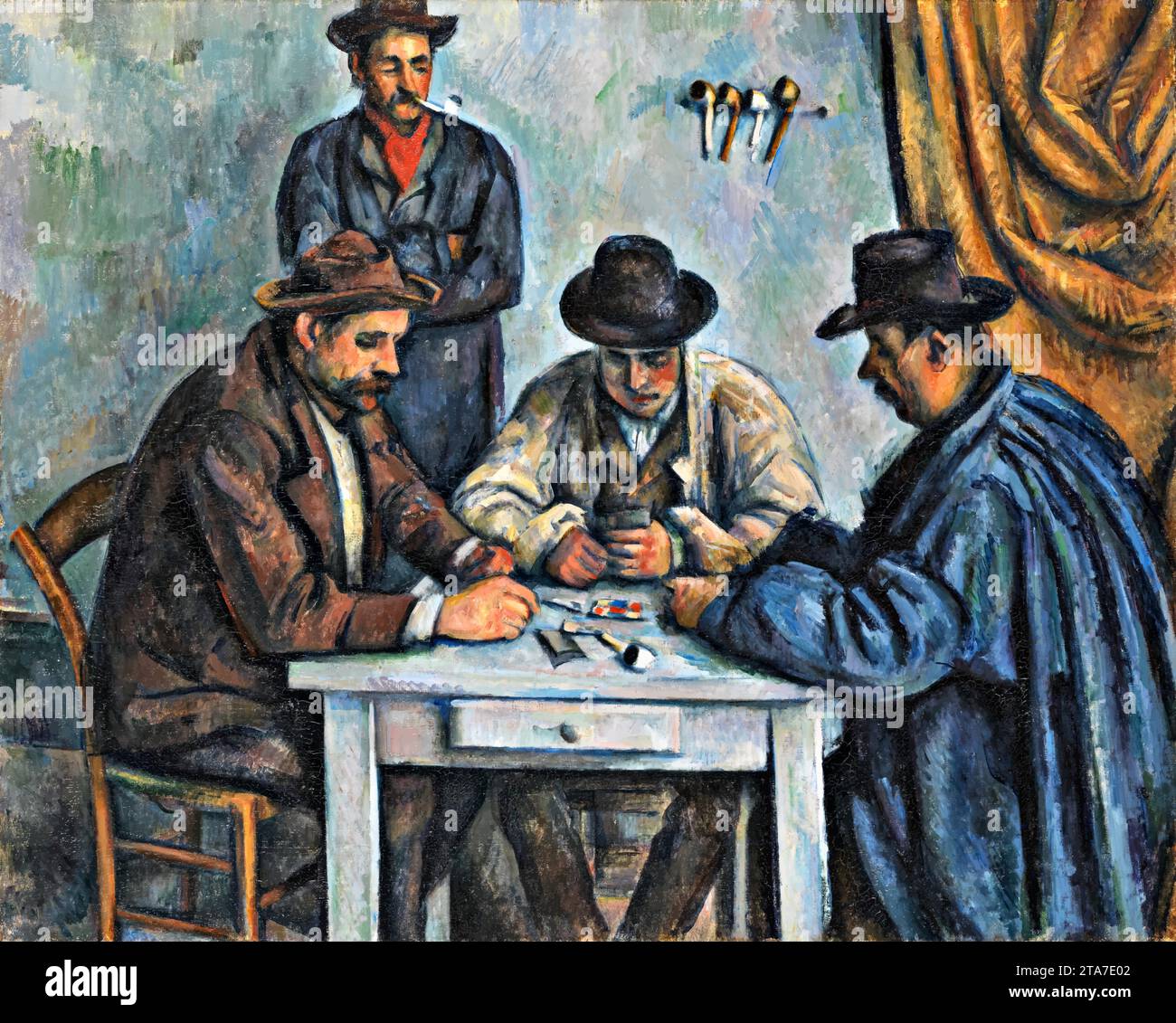 The Card Players, 1890-92 (oil on canvas) by Artist Cezanne, Paul (1839-1906) / French. Stock Vector