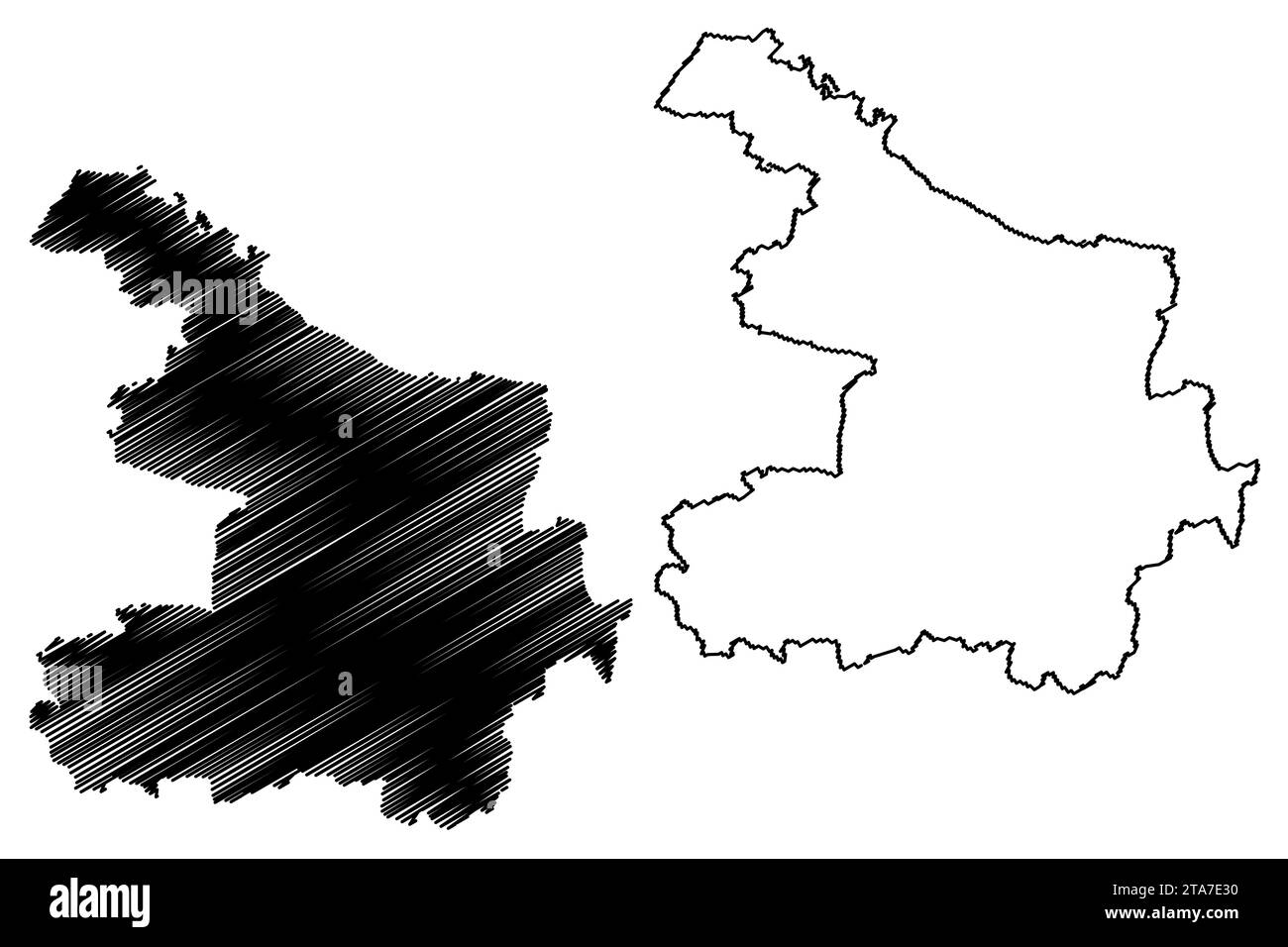 Hollabrunn district (Republic of Austria or Österreich, Lower Austria or Niederösterreich state) map vector illustration, scribble sketch Bezirk Holla Stock Vector
