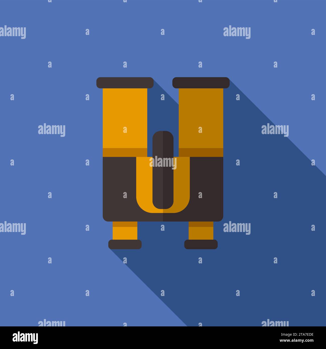 Binoculars icon isolated on blue background with long shadow. Vector illustration Stock Vector