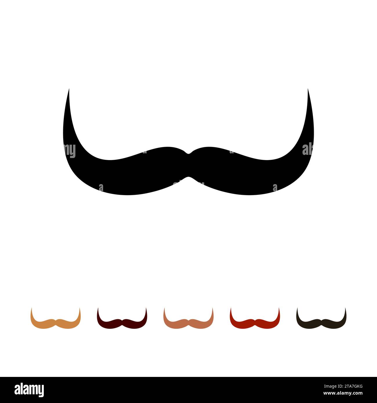 Mustaches icon silhouette isolated on white background. Men different