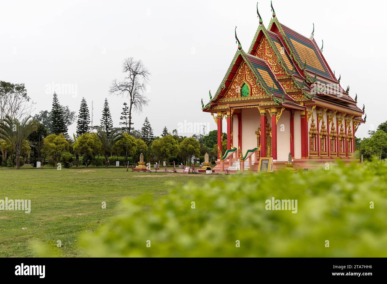 Buddhist temple in Golden Pagoda of Namsai complex, also known as Kongmu Kham near the river of Teang, Arunachal pradesh, India Stock Photo