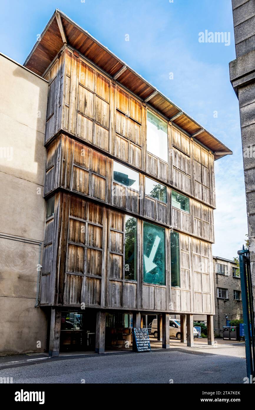 Wooden building of Samuel Beckett Theatre, opened in 1992, in the Campus of Trinity College, Dublin city center, Ireland Stock Photo