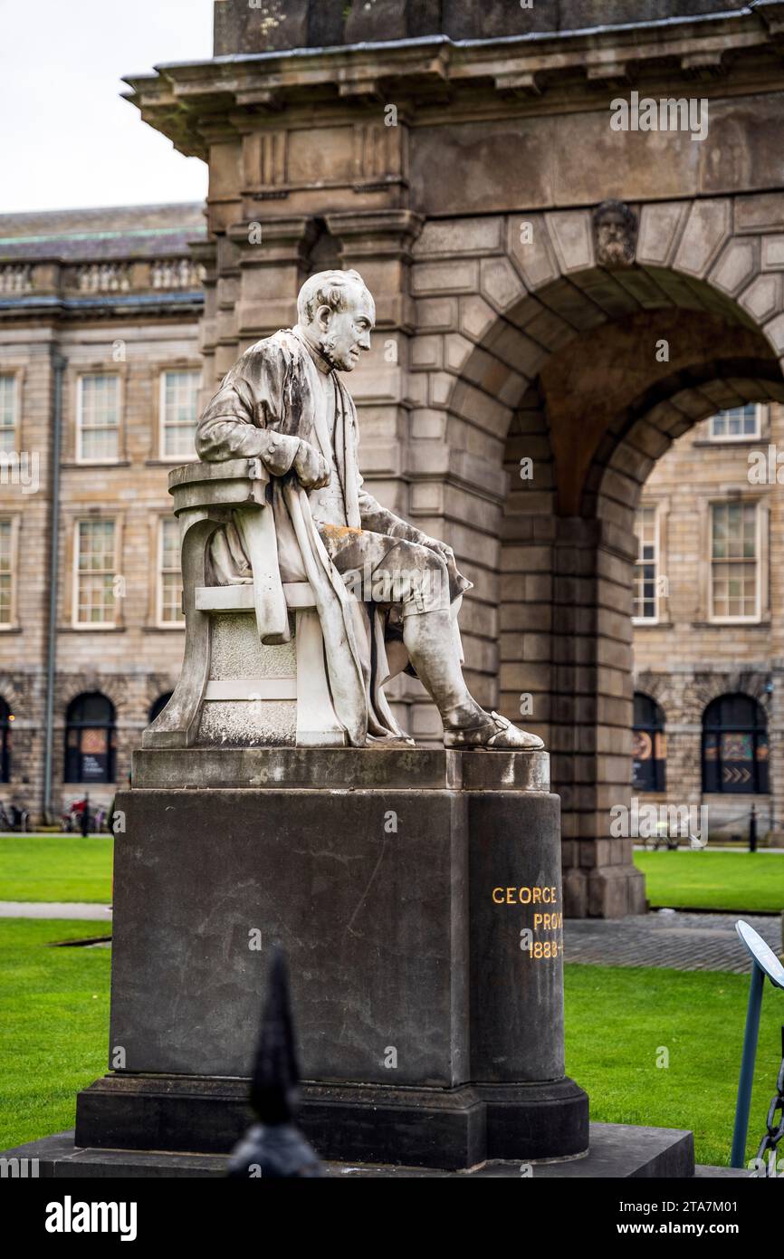 Statue of George Salmon by John Hugues, Irish mathematician and theologian, provost of Trinity College, campus of Trinity College Dublin, Ireland Stock Photo