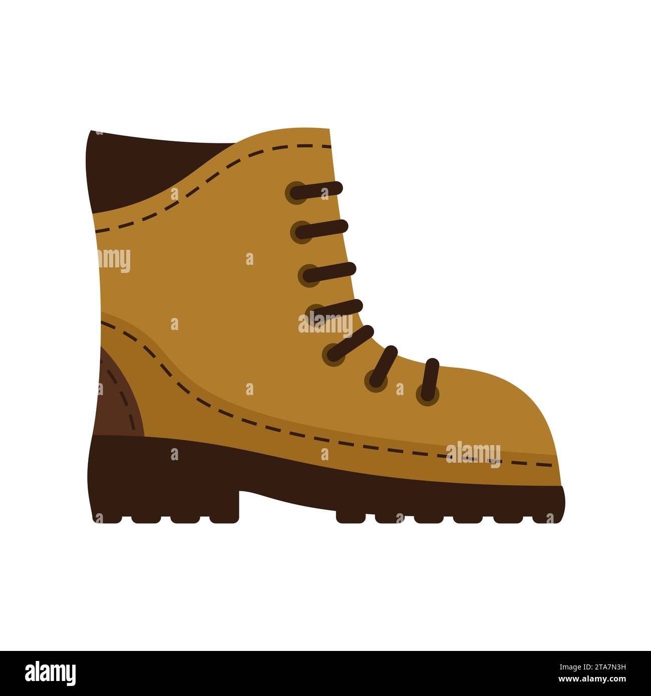 Brown boot hiking icon isolated on white background. Army military
