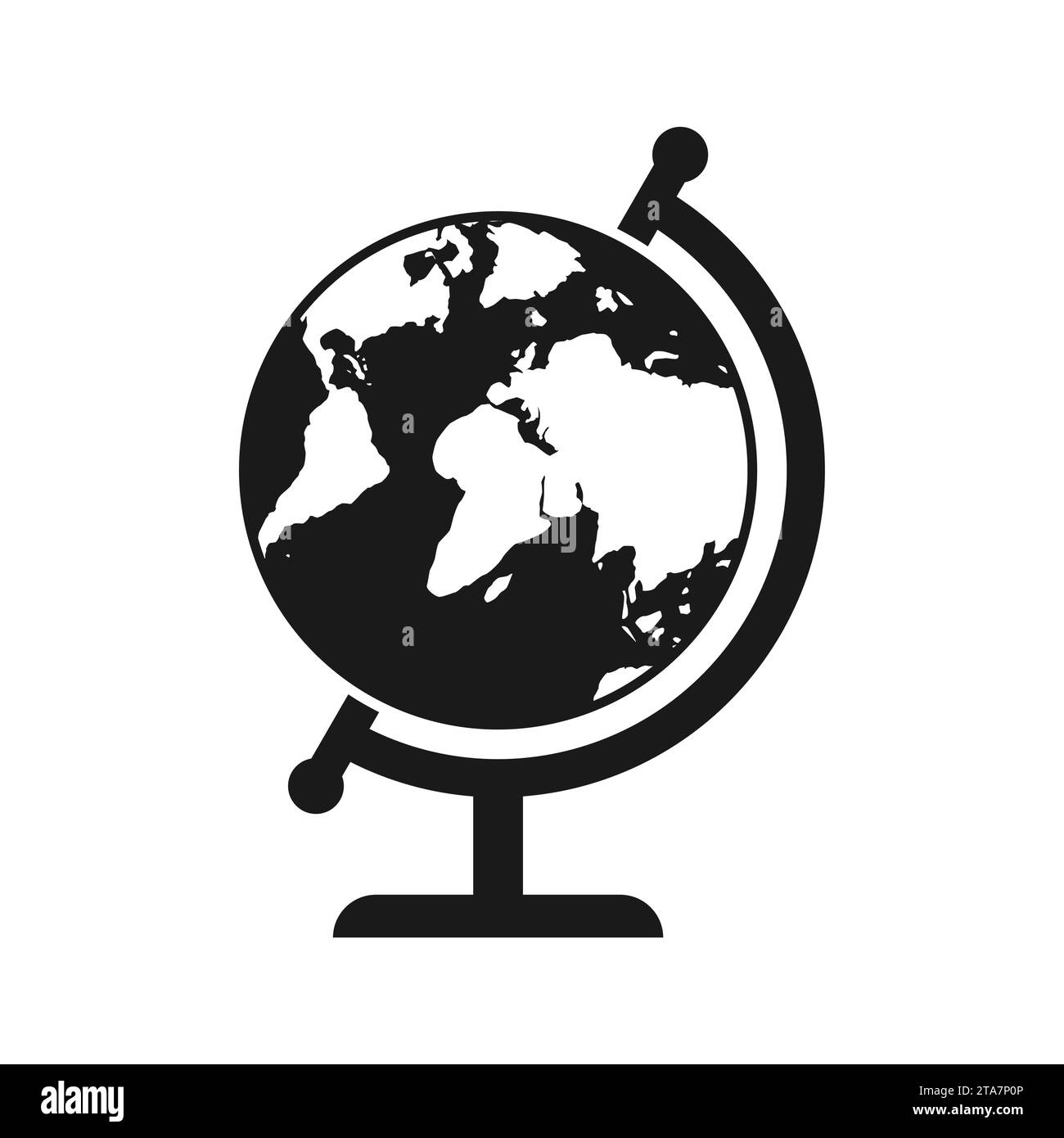 Black globe icon isolated on white background. Vector illustration