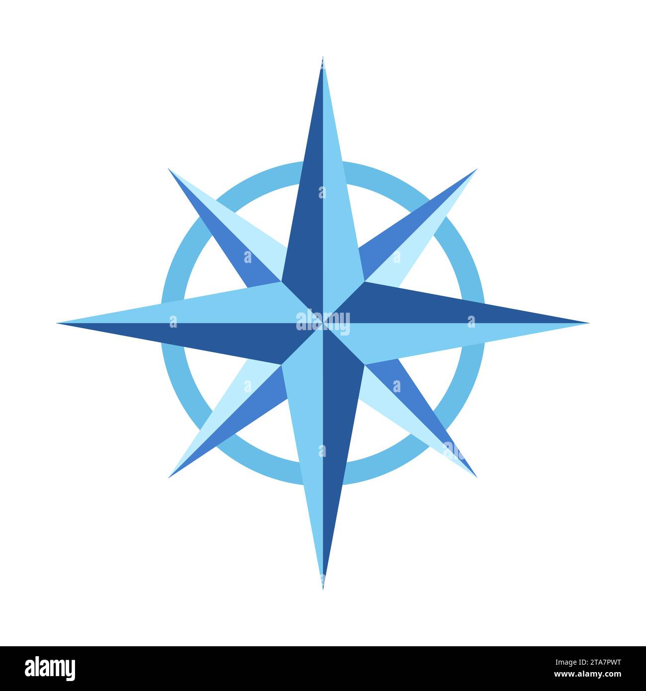 Rose of wind icon and compass vector in black and white color isolated ...