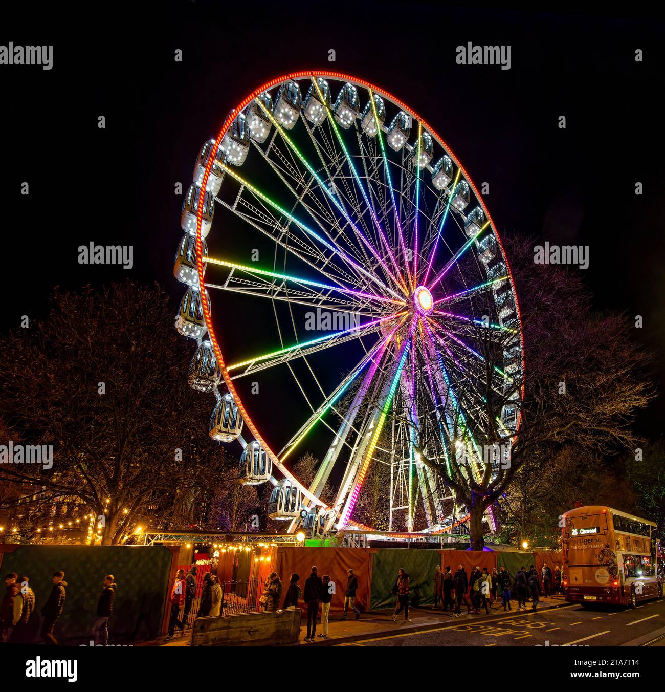 Edinburgh Scotland Christmas Fair Princes Street the Big Wheel at night