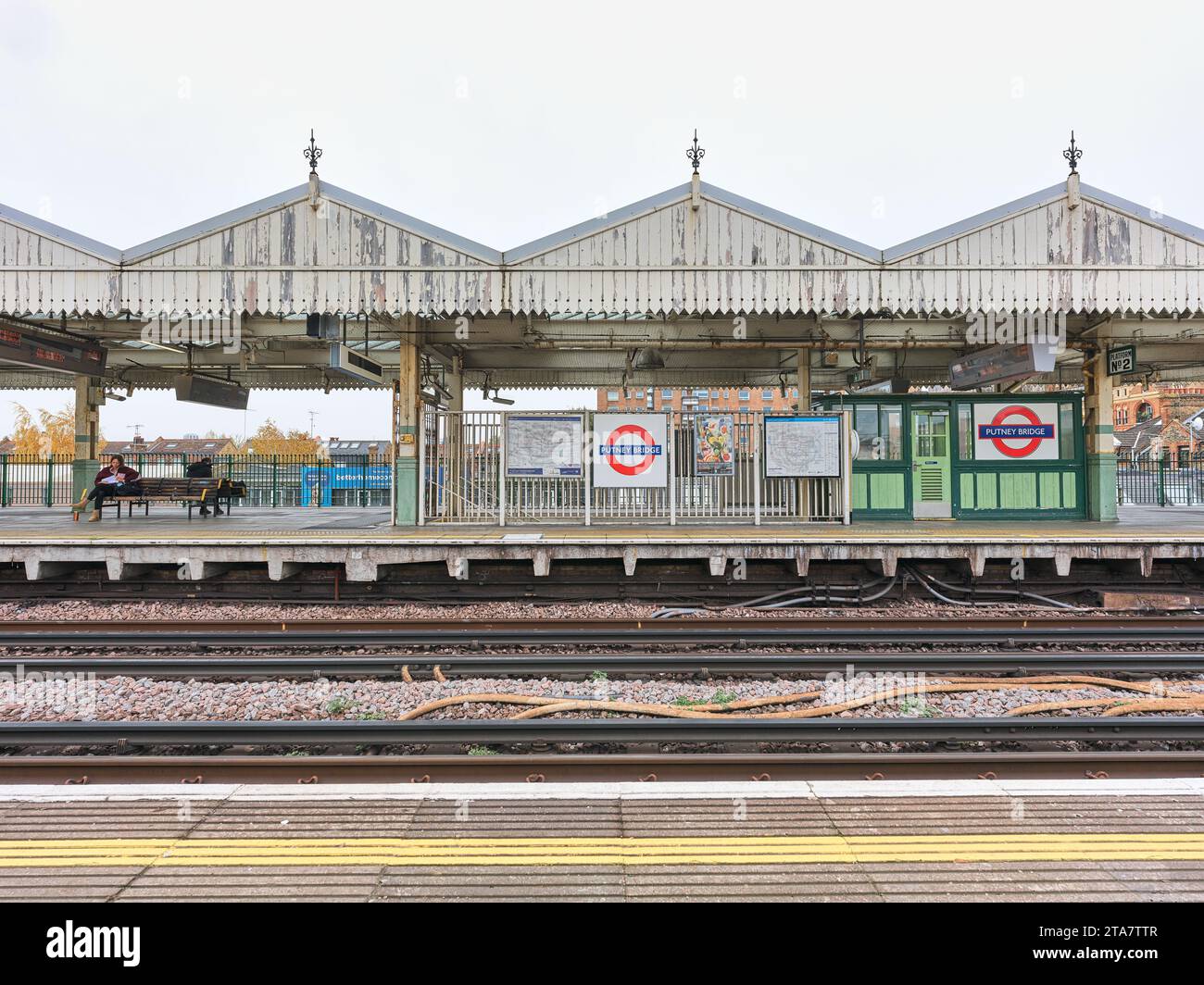 The platform at Putney Bridge railway station, London, England Stock
