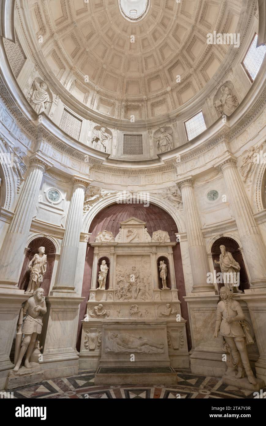 NAPLES, ITALY - APRIL 23, 2023: The chapell Caracciolo di Vico  in the church Chiesa di San Giovanni a Carbonara by Giovanni Domenico D’Auria Stock Photo