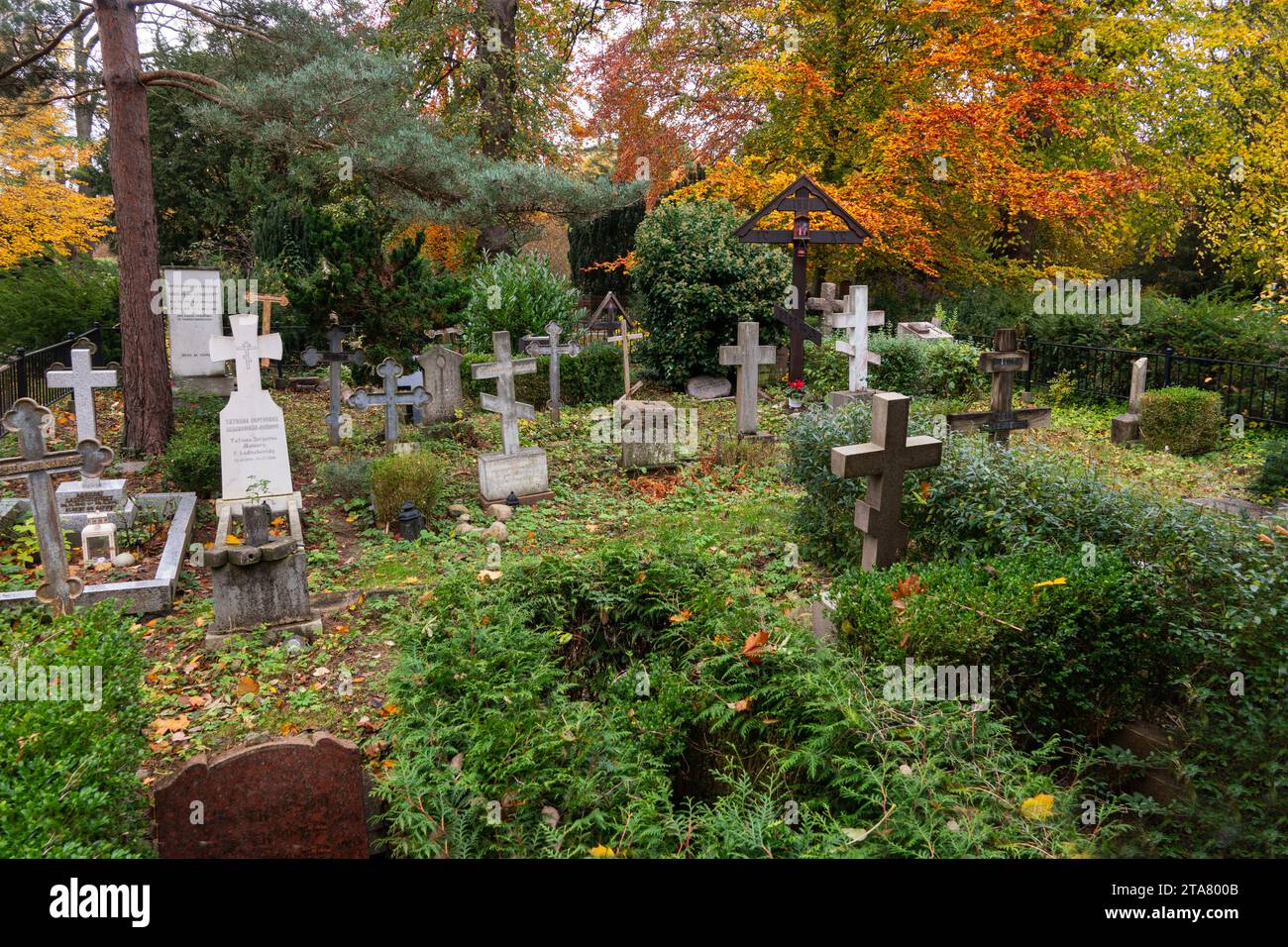 Russian Orthodox Cemetery, Copenhagen, Denmark - November 7, 2023. Stock Photo