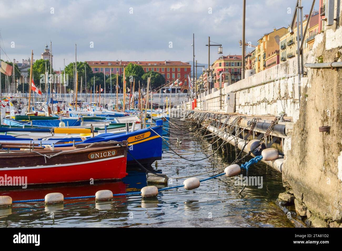 Nice, France, 6th July 2019: moored colourful boats in Port Lympia, daytime view. Credit: Vuk Valcic / Alamy Stock Photo