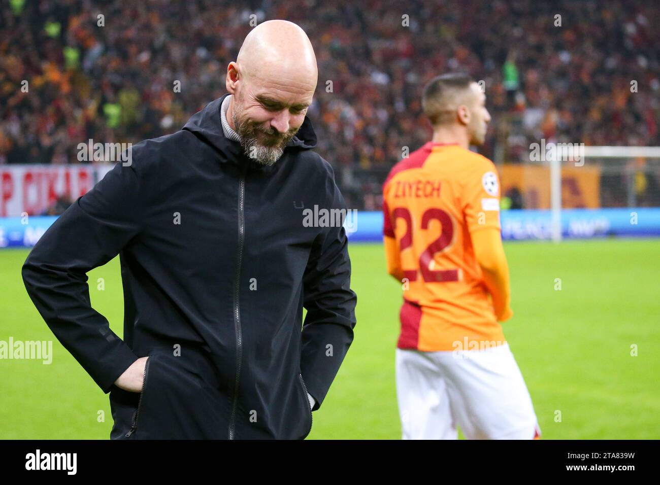 Istanbul, Turkey. 29th Nov, 2023. ISTANBUL, TURKEY - NOVEMBER 29: Coach Erik ten Hag of Manchester United during the Group A - UEFA Champions League 2023/24 match between Galatasaray A.S. and Manchester United at the Ali Sami Yen Arena on November 29, 2023 in Istanbul, Turkey. ( Credit: BSR Agency/Alamy Live News Credit: BSR Agency/Alamy Live News Stock Photo