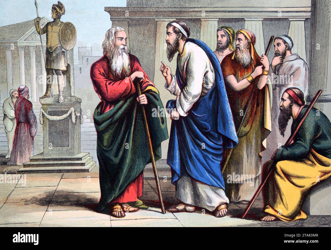 Illustration of Paul rebuking Peter at Antioch (Epistle to the Galatians) New Testament Stock Photo