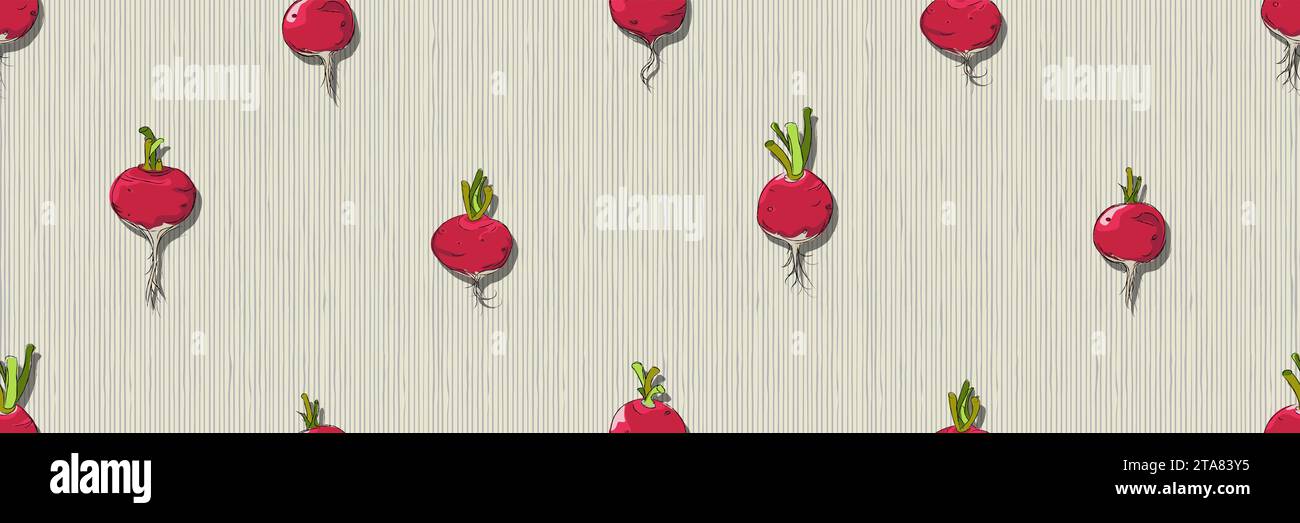 Hand drawn Radish seamless pattern, vector illustration Stock Vector