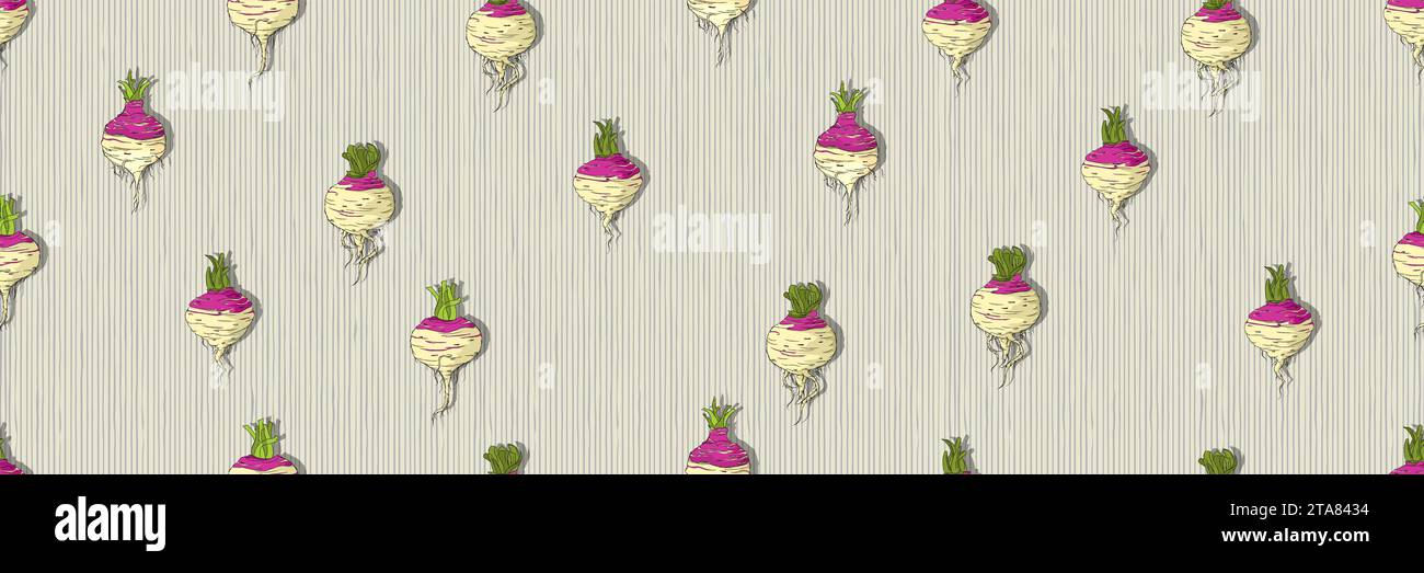 Hand drawn turnip seamless pattern, vector illustration Stock Vector