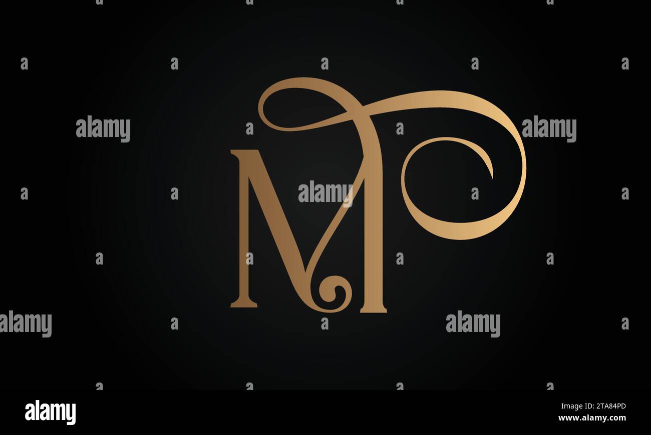 Luxury Initial TM or MT Monogram Text Letter Logo Design Stock Vector