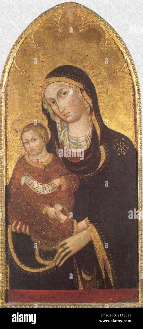'Madonna and Child', by Nicolò da Voltri, end of 14th century, San Donato (Genoa)-San Donato, Genoa. Stock Photo