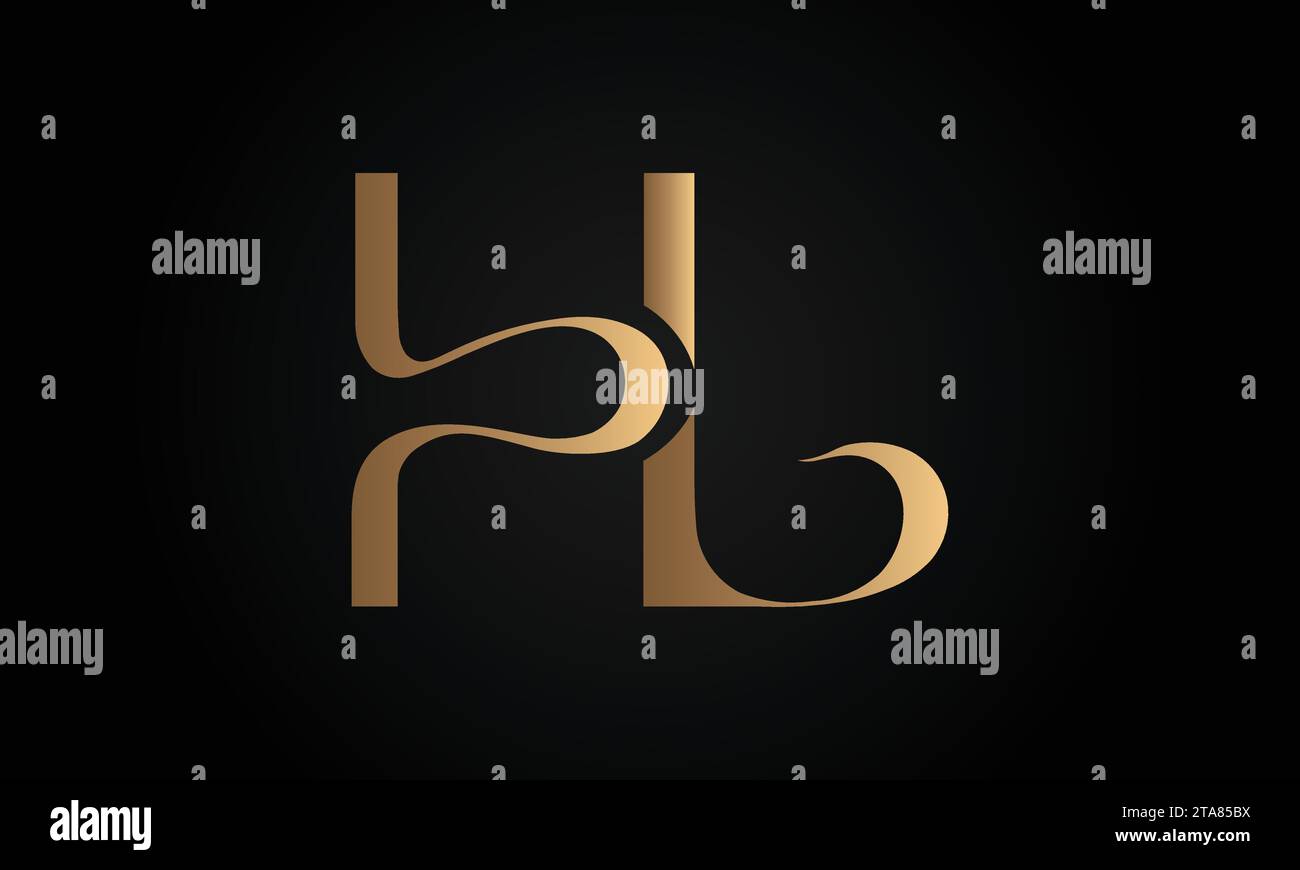 Luxury Initial HL or LH Monogram Text Letter Logo Design Stock Vector