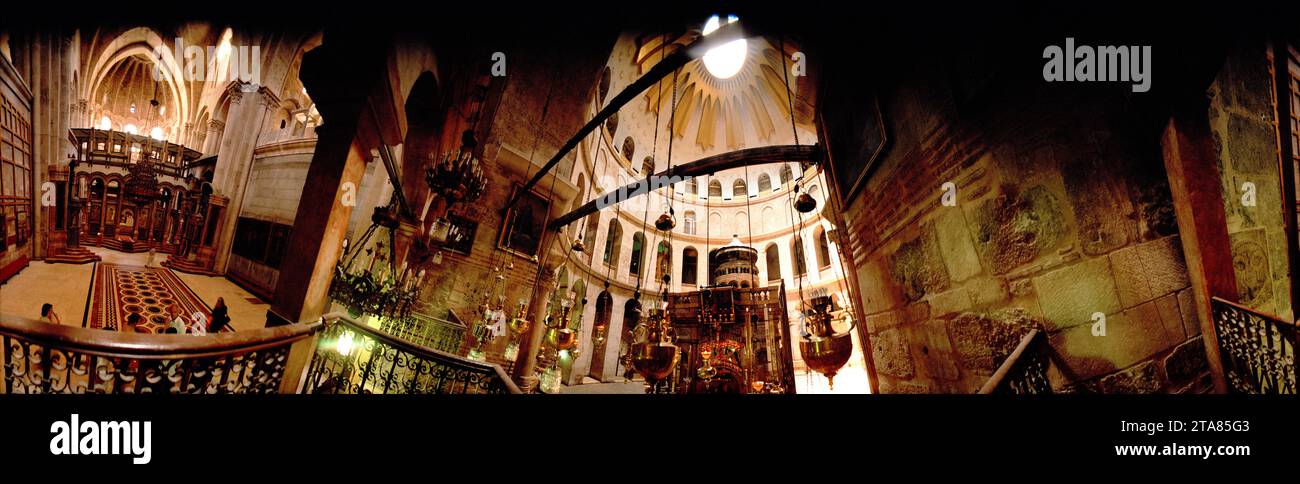 Interior of Church of the Holy Sepulchre, Jerusalem Old City, Jerusalem, Israel Stock Photo