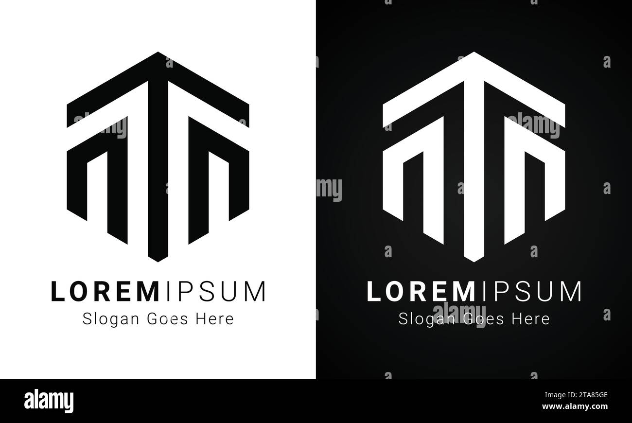 Luxury Initial TM or MT Monogram Text Letter Logo Design Stock Vector