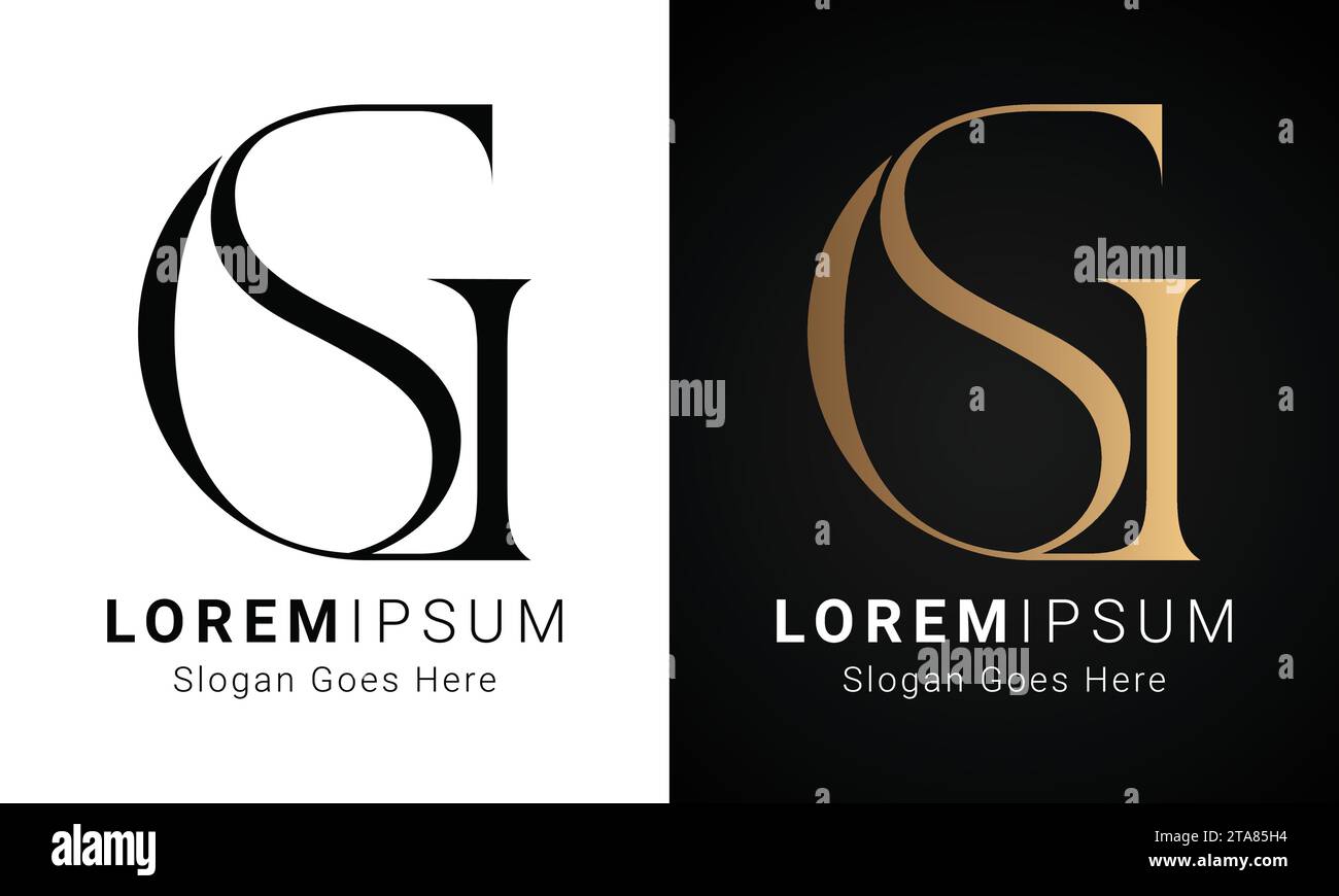 Luxury Initial GS or SG Monogram Text Letter Logo Design Stock Vector