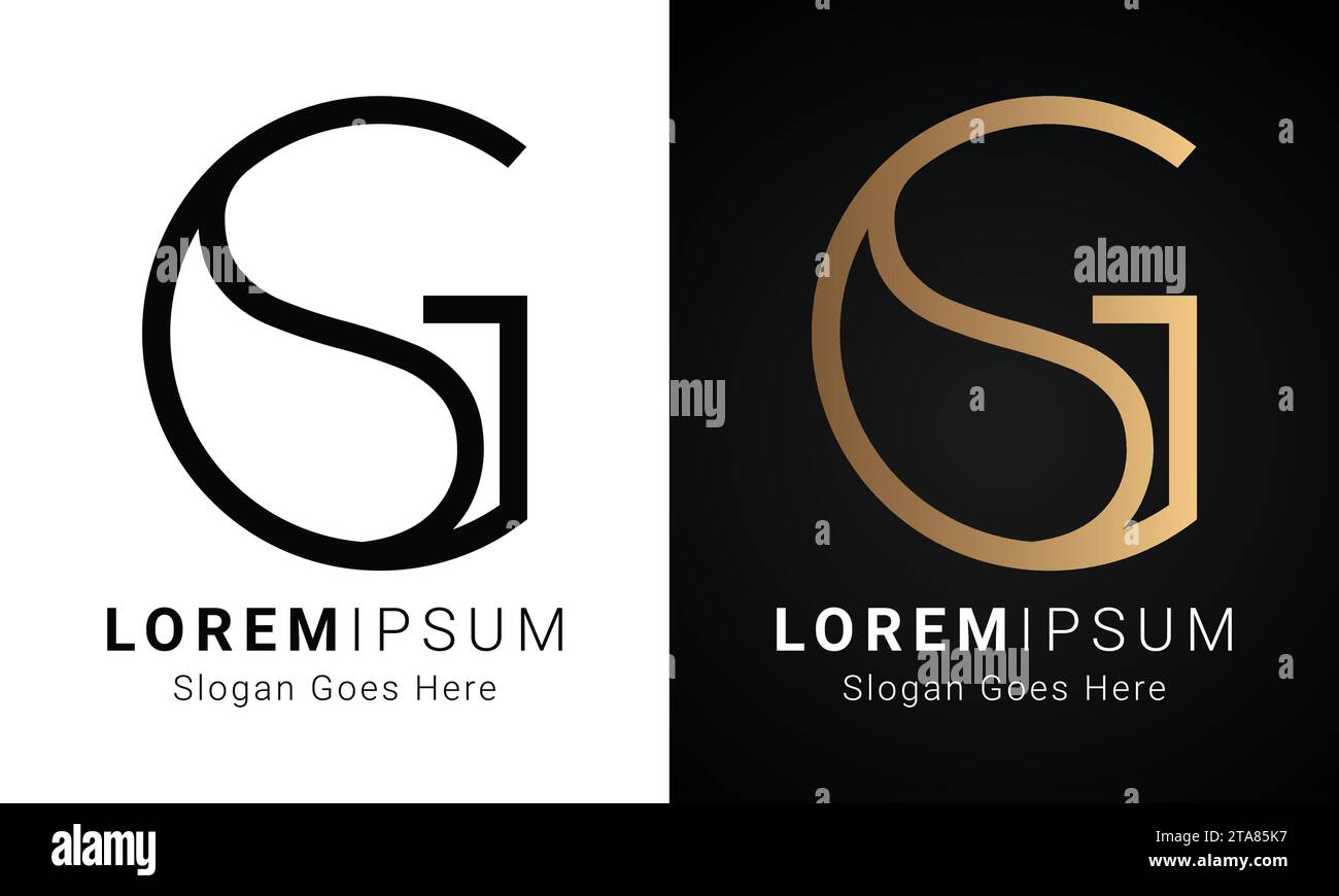 Luxury Initial GS or SG Monogram Text Letter Logo Design Stock Vector